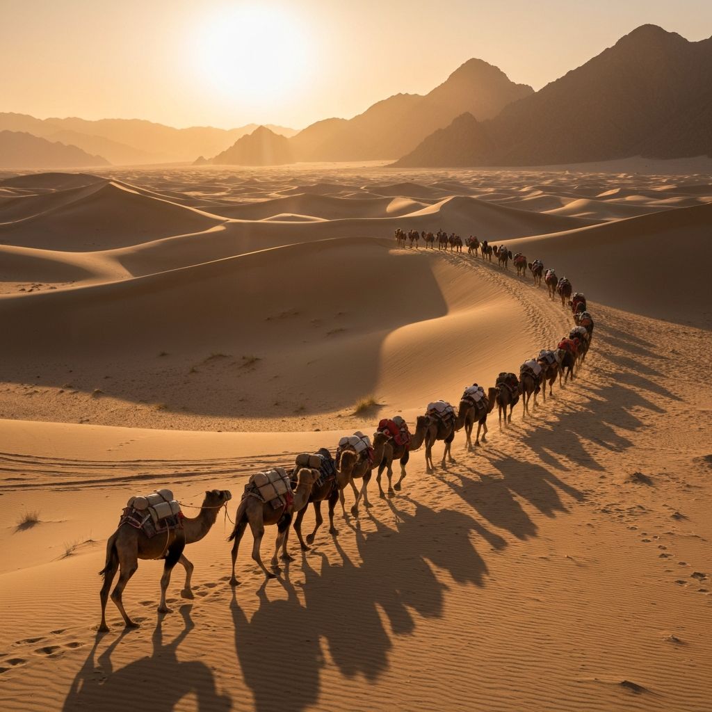 Ancient silk road caravan